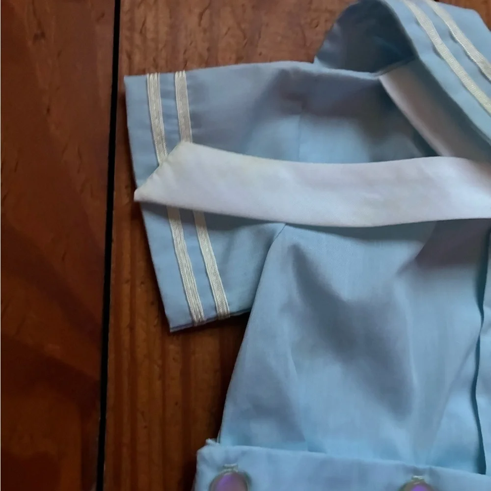 Vintage Classic Light Blue Sailor Romper for size 6 months C.I Castro